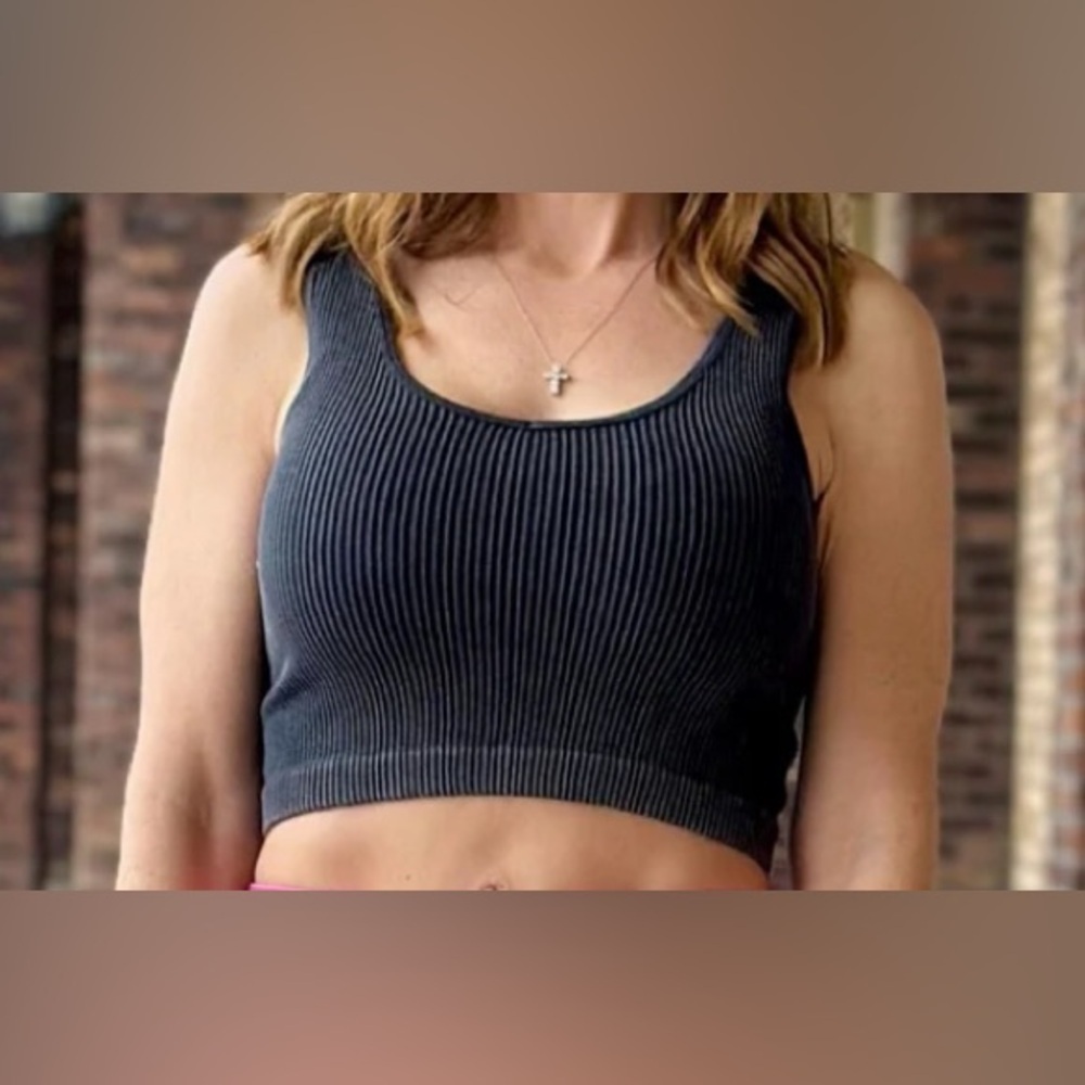 Workshop Republic Women’s Junior’s Ribbed Blue Crop Tank Top
